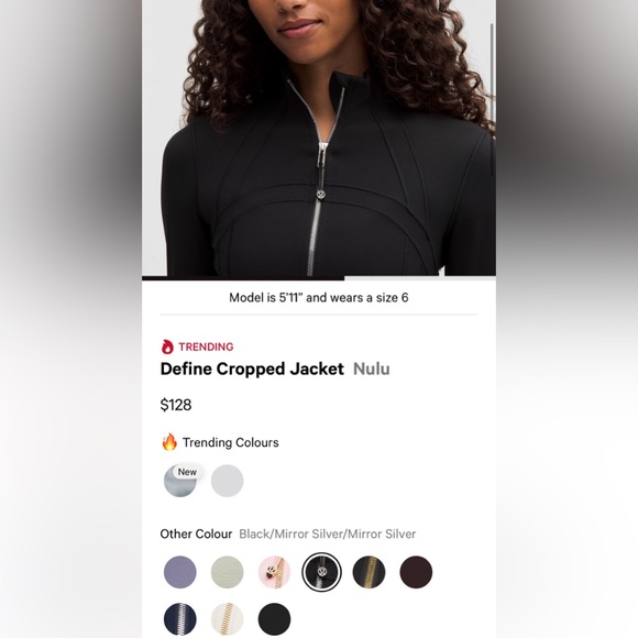 NWOT Lululemon Define Cropped Jacket Nulu color Black Sz 6 - Picture 9 of 9